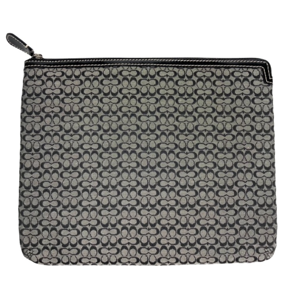 COACH Black & Gray Small C Vintage Canvas Padded iPad Tablet Sleeve Travel Case